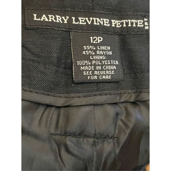 Larry Levine Petite Black Capri Wide Leg Linen Pants Size 12 Petite - Picture 3 of 3